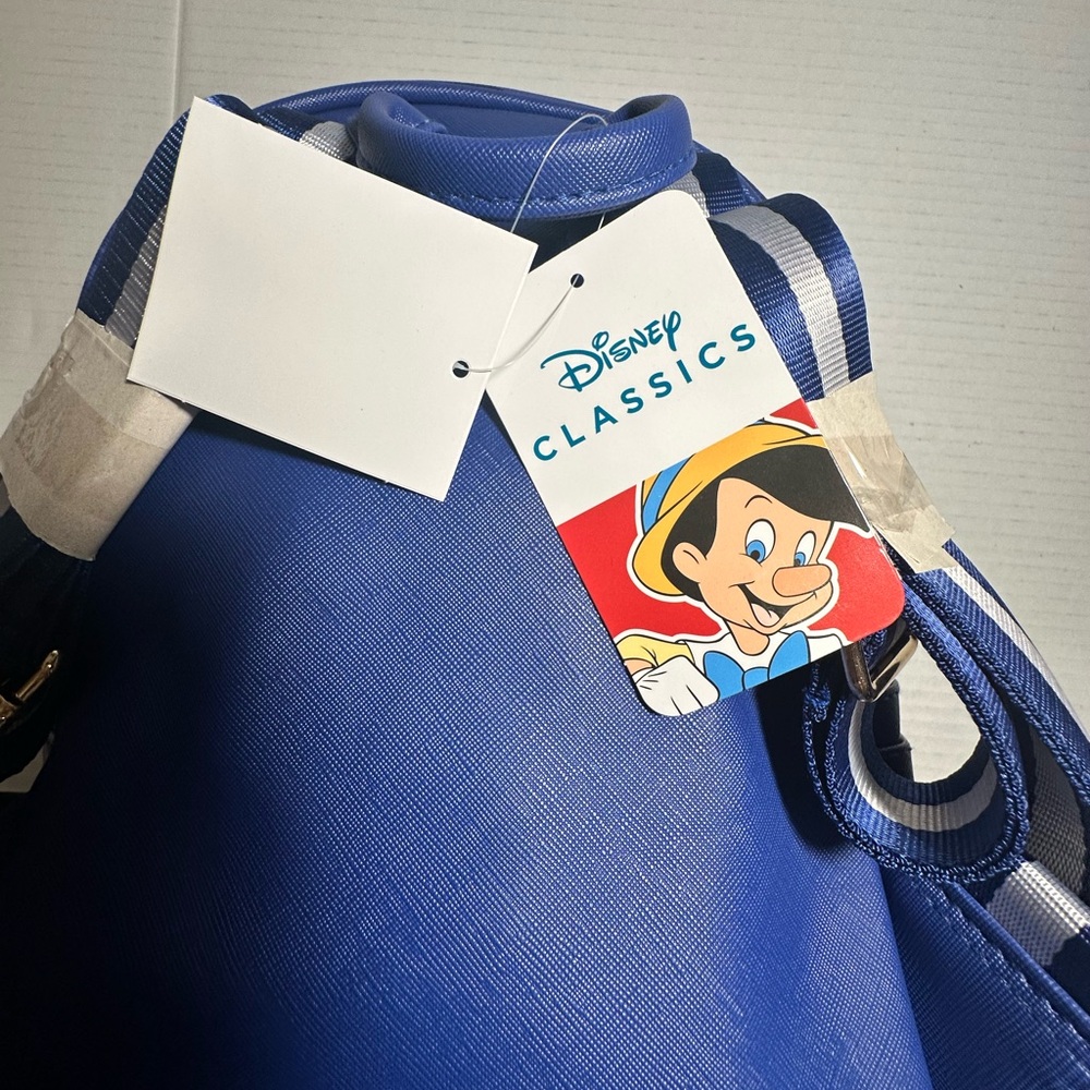 Disney Pinocchio‎ Purse Backpack 11″ Faux Leather Travel Blue Bag Jiminy Cricket - Picture 3 of 13